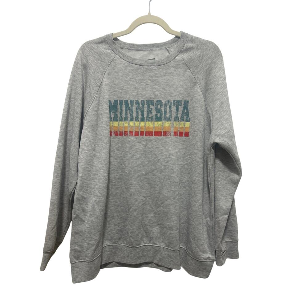 State of Mind Women's "Minnesota" Casual Gray Crewneck Fall Sweater XL NWT